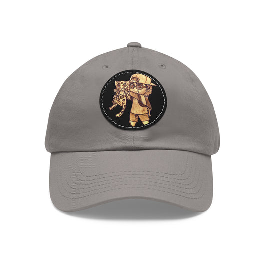 Dad Hat with Leather Patch (Round)